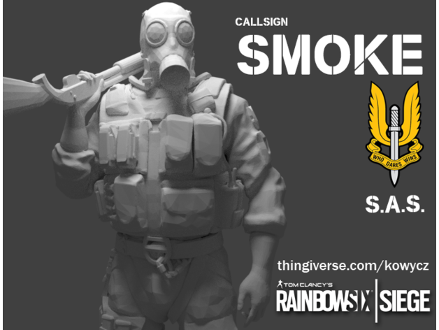 smoke rainbow siege r6s rainbow6 6 sixsiege 3D print model - Mito3D