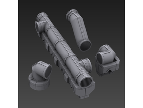 industrial tabletop terrain pipe bend 40k connectability cover factory pipes sci-fi scifi storage warhammer warhammer40k wh40k 3d print model - Mito3D