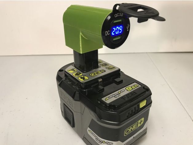 Ryobi 18v bateria mini USB carregador estação energia fornecem type c 3D print model - Mito3D