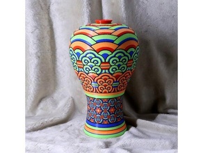 coréen traditionnel vase Dancheong modèle multi Couleur fermé boucle double encodeur multicolore multimatériau stellamove 3d print model - Mito3D