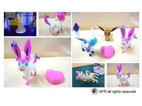 pokemon syveon & love stone - eevee eeveelution pokemongo pokemons figures toy 3d print model - Mito3D