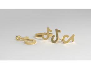 tiktok ring - casting 3d printed jewellery gold jewelry tik tok we3duk 3d print model - Mito3D