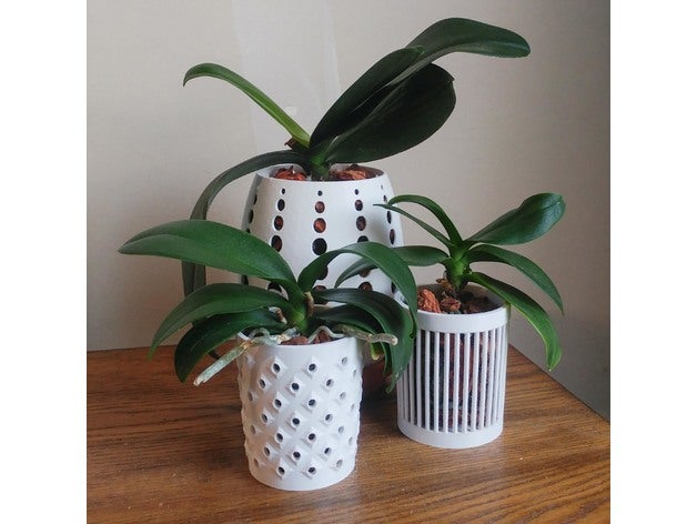 orchidée pots pot fleur planteur plante 3D print model - Mito3D