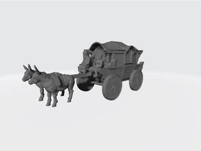 nomad inspired wagon cart 3d printer printing dd dnd miniature dungeons dragons fantasy landscape miniatures mount pathfinder roleplaying game scatter terrain sla traveling traveller wargame 3d print model - Mito3D