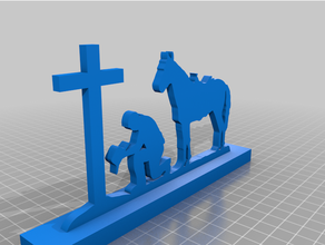 prier cow boy traverser cheval Texas 3d print model - Mito3D