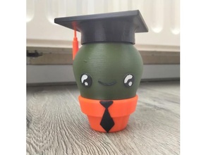 Gradutaion şapka kawaii kaktüs Şirin mezuniyet 3d print model - Mito3D