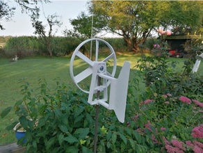 small wind turbine rotor 200mm 8 blades easy print version support needed blade fan garden gardening hobby holder hub windmill windvane 3d print model - Mito3D