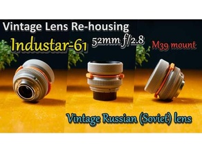 vintage russo soviético lente re housing industar 61 52mm f28 m39 monte telêmetro Câmera realojando 3d print model - Mito3D