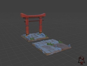 torii cambre asiatique style temple entrée dnd fantaisie miniature feuillage ouvert openforge table jeu terrain wargaming 3d print model - Mito3D