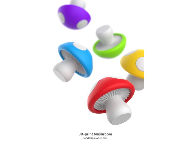 champignon mignonne décoration charmant mario bros super 3D print model - Mito3D