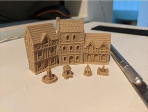 pequenino burgo medieval água recursos Vila Cidade cidade arquitetura fantasia casas renascimento encenação 3d print model - Mito3D