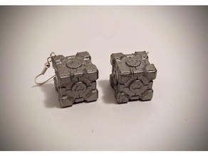 portal companion cube earrings keychain earring game jewelry video 3d print model - Mito3D
