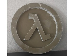 40cm lambda symbol half-life gordon freeman life 2 steam valve 3d print model - Mito3D