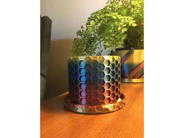 Favo fioriera piatto arte cactus fiore vaso geometrico forma geometria sospeso esagono esagonale esagoni interno giardino 3D print model - Mito3D