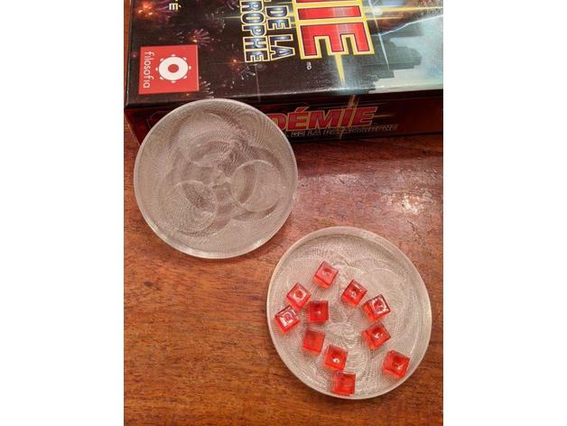 petri dishes pandemic boardgame virus cubes accessories dish 3D print model - Mito3D