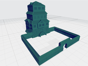 sci fi giapponese castello 6mm americano mecha edificio bunker scenario scifi tavolo terreno wargaming 3d print model - Mito3D