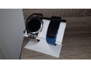 watch stand singel dual clock frontier gear mount samsung watchstand 3d print model - Mito3D