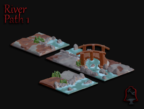 openfoliage river path tile set asian dnd fantasy openforge wargaming terrain 3d print model - Mito3D