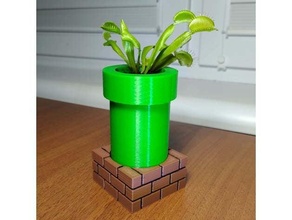mario pipe flower pot decor decoration flytrap game games gaming 3d print model - Mito3D