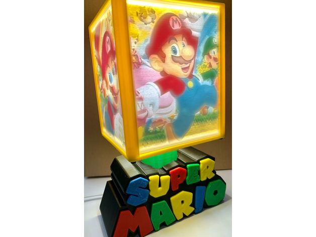 Lampara Litofan Farbe gefroren Lampe LED Lithophan Litofania Mario Super bros 3D print model - Mito3D