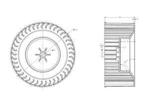 140mm dia blower fan wheel 3d print model - Mito3D