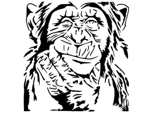 ape stencil chimp monkey 3D print model - Mito3D