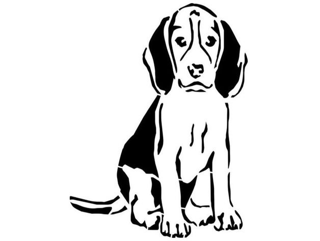 beagle stencil 2 arte cane mammifero cucciolo 3D print model - Mito3D
