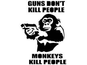 guns kill people stencil 2nd amendment animal ape chimp funny monkey 3d print model - Mito3D