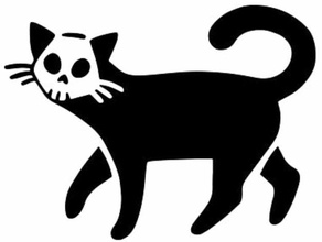 skull cat stencil death feline halloween meow 3d print model - Mito3D