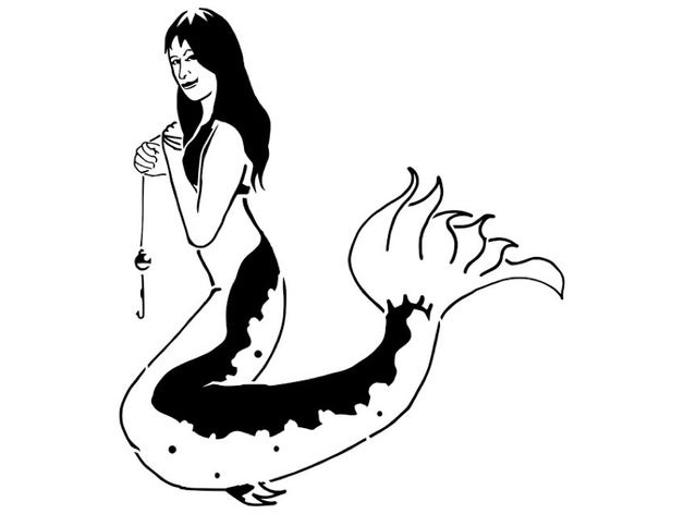 mermaid stencil legend myth siren 3D print model - Mito3D