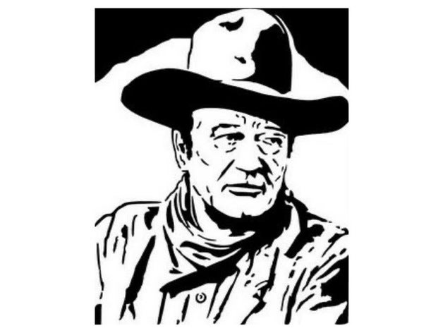 John Wayne estêncil ator filme 3D print model - Mito3D