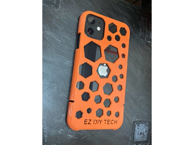 Iphone 11 caso bainha hexágonos hexágono hexagonal 3D print model - Mito3D