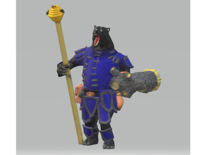 belloo black defender honey hole - bearfolk druid staff hive log shield dungeons dragons 3d print model - Mito3D