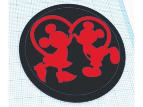 mickey Minnie Herz modular Logo einfügen 3d print model - Mito3D