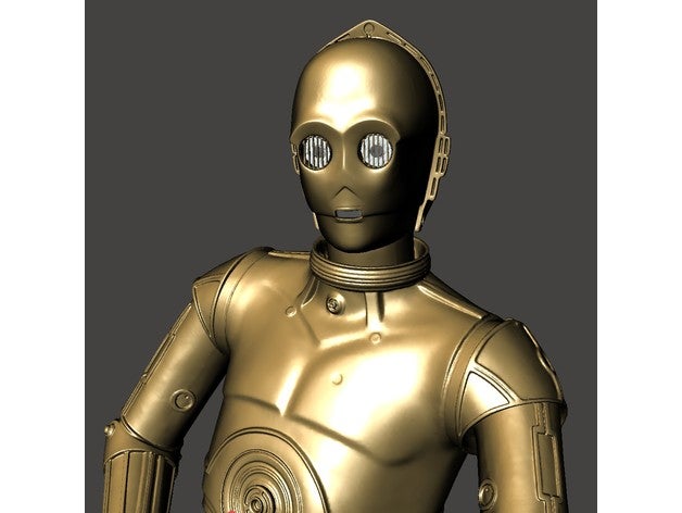 c3po articulado figura r2d2 estrella guerras emigrar estatua feliz 3D print model - Mito3D