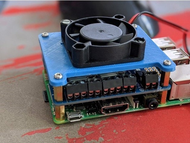 raspberry support fan 40mm adafruit pi shield 3D print model - Mito3D