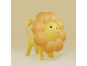 pon Leone in piedi posa figura leoni signore ciambella giallo 3d print model - Mito3D
