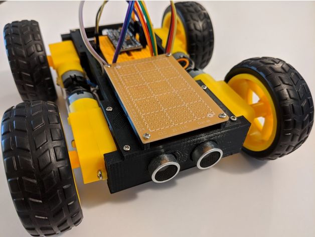 Wheelbot 4wd arduino nano autonomo veicolo sperimentale hc sr04 robotica 3D print model - Mito3D