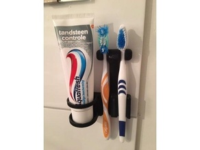 escova dente 2 + pasta dentes suporte 3d print model - Mito3D