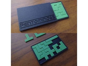 pentominoes pocket puzzle brainteaser brain teaser geometry math pentominos tetris 3d print model - Mito3D