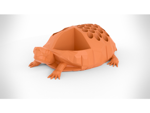 poli tartaruga matita titolare supporto segreto vano animale miscelatore ragazzi natura penna rosso dalle orecchie cursore scultura contenitore 3d print model - Mito3D