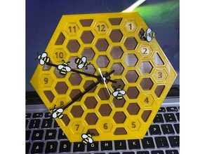 abelha colmeia parede relógio colméia favo mel 3d print model - Mito3D