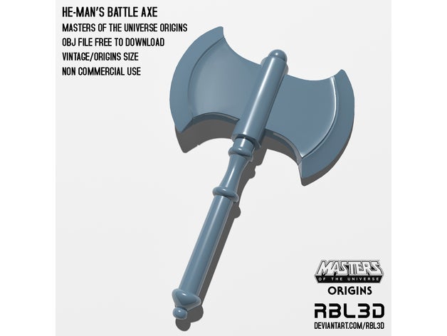 he-man battle axe origins weapon fivepointfive heman mastersoftheuniverse mattel motu motuo retro toy accessory 3D print model - Mito3D