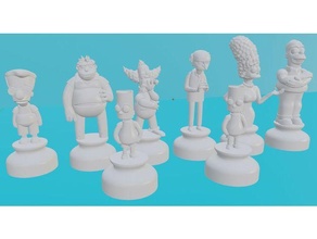 simpsons ajedrez conjunto juego mesa juegos trozo piezas película apuntalar estratagema juguete 3d print model - Mito3D