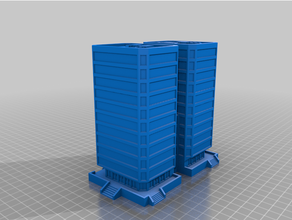 6mm office tower 3c - hexed hexless american mecha epic scale hex terrain mech modern skyscraper building tabletop gaming wargame wargaming 3d print model - Mito3D
