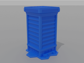 6mm office tower 4a - hexed hexless american mecha epic scale hex terrain mech modern skyscraper building tabletop gaming wargame wargaming 3d print model - Mito3D