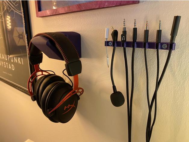 headphone hook & cable rack holder organizer hyperx 3D print model - Mito3D