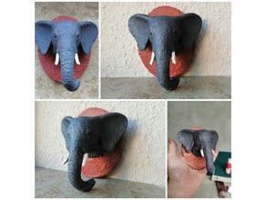 l'éléphant tête mur décoration animal murale 3d print model - Mito3D