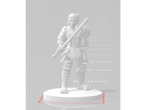 samurai femmina dnd miniatura miniature 28mm ronin 3d print model - Mito3D