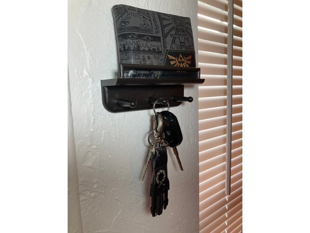 mounted 3 hook key holder shelf fob wall 3D print model - Mito3D